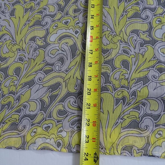 Cato Gray Yellow Cold Shoulder Top Ruffle Short Sleeves Women Size L Lined - Picture 9 of 10